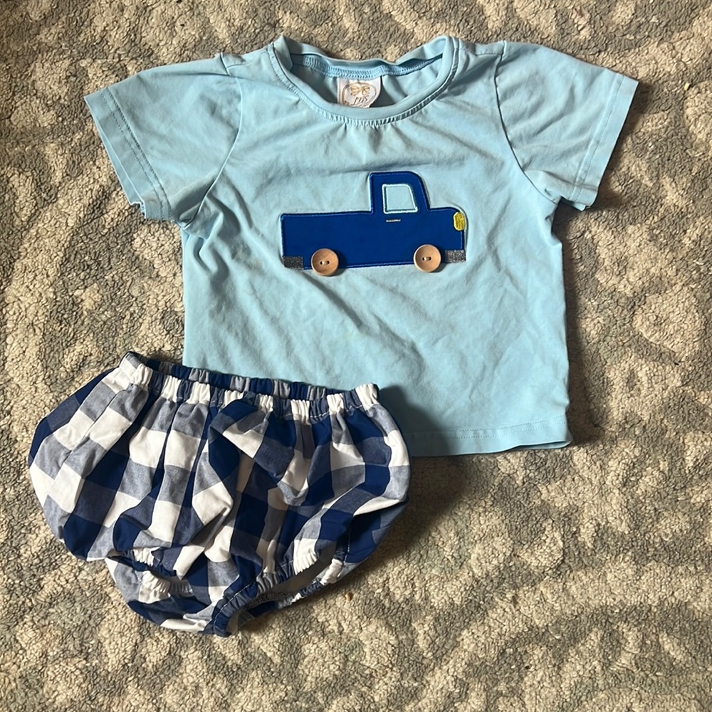 Little Bear Smocks 12m diaper cover set Little Blue Truck